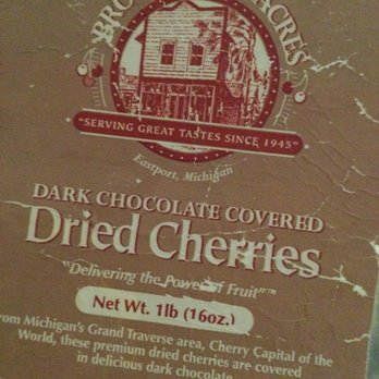 Brownwood Acres - chocolate covered dried cherries - Gift Shops Near Me - Central Lake, Michigan