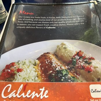 Caliente - Front of menu - Tex-Mex Near Me - Houston, Texas Caliente - Front of menu - Tex-Mex Near Me - Houston, Texas