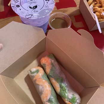 Love Pho Cafe - Yummy Spring rolls w Taro slush boba drink 4.02.23 - Vietnamese Near Me - Oxnard, California Love Pho Cafe - Yummy Spring rolls w Taro slush boba drink 4.02.23 - Vietnamese Near Me - Oxnard, California