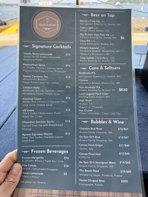 Menu photo 1 Dock and Drink Renton, WA