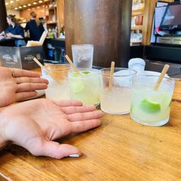 Caipirinha made with Leblon rum, also Tito's and grapefruit.