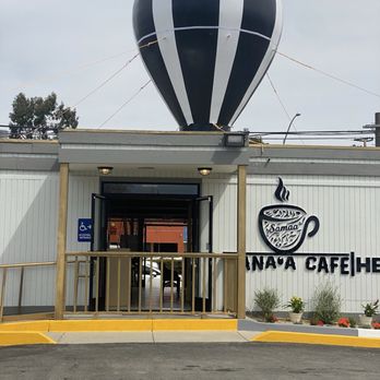 Sana'a Cafe - Grand opening balloon above entrance. - Coffee & Tea Near Me - Hayward, California Sana'a Cafe - Grand opening balloon above entrance. - Coffee & Tea Near Me - Hayward, California