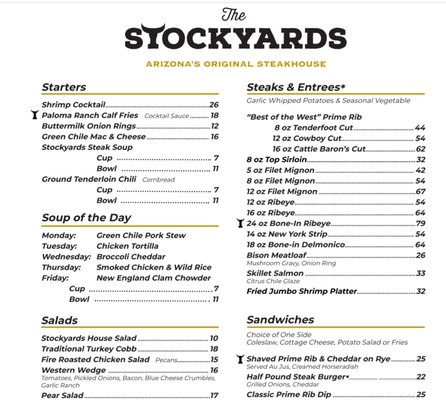 Menu photo 2 Stockyards Restaurant Phoenix, AZ Menu photo 2 Stockyards Restaurant Phoenix, AZ
