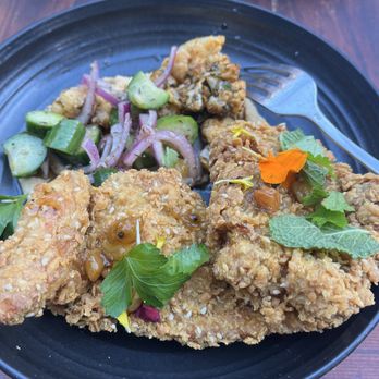 Foreign Cinema - Curry - Scented Sesame Fried Chicken - Breakfast & Brunch Near Me - San Francisco, California Foreign Cinema - Curry - Scented Sesame Fried Chicken - Breakfast & Brunch Near Me - San Francisco, California