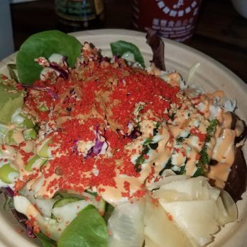 Poke House - Austin - Regular Poke bowl with Salmon and Classic Ahi Poke on a Salad base with lots of good stuff on top. - Poke Near Me - Austin, Texas
