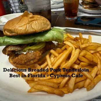 Cypress Cafe - Breaded Pork Tenderloin with crispy fries. - Cafes Near Me - Jupiter, Florida