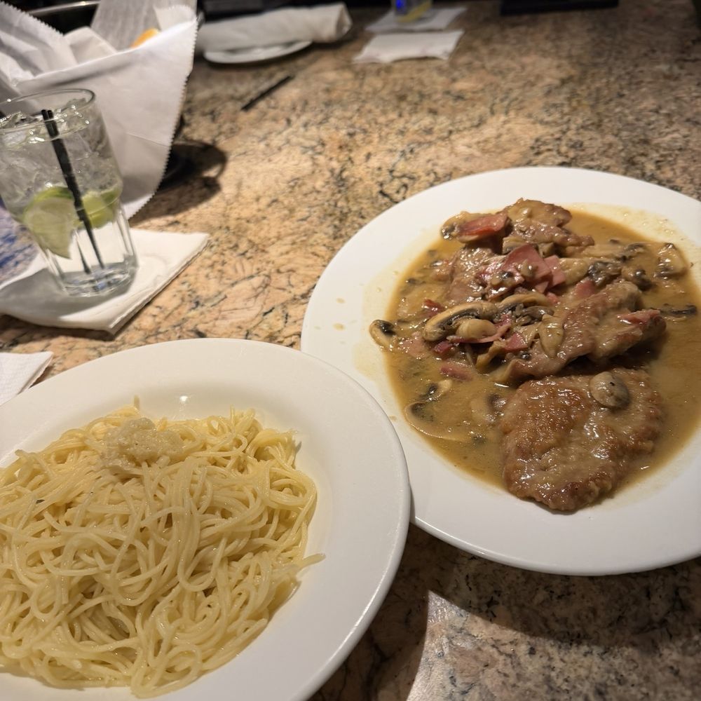 Tutto Bene - Veal and chicken marsala with Angel hair pasta agli olio - Italian Near Me - Brockton, Massachusetts Tutto Bene - Veal and chicken marsala with Angel hair pasta agli olio - Italian Near Me - Brockton, Massachusetts
