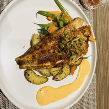 Coast Seafood Grill - Blackened red drum with fresh vegetables - Seafood Near Me - Bradenton, Florida