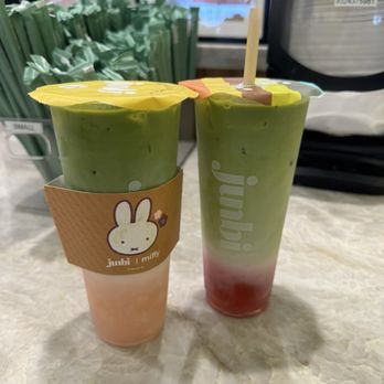 Junbi - Katy - Miffy Sakura Lychee Matcha Latte  Cold Strawberry Matcha Latte** - Bubble Tea Near Me - Katy, Texas