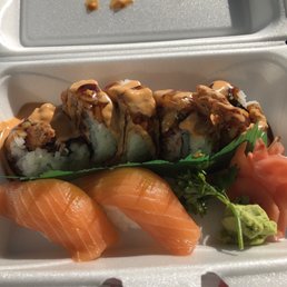 R15. 5 Piece Devil Roll and Salmon Raw Nigiri R15. 5 Piece Devil Roll and Salmon Raw Nigiri