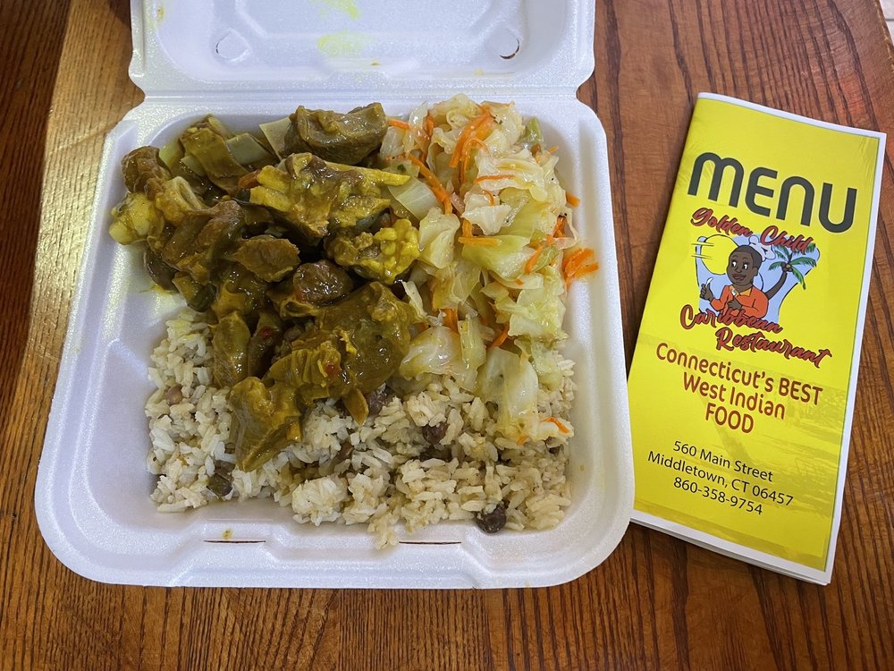 Food from Goldenchild Caribbean restaurant