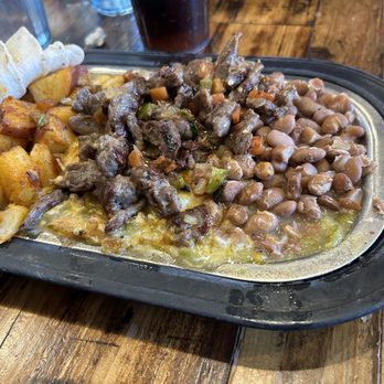 The Pantry Rio - Steak rancheros with beans and potatoes - New Mexican Cuisine Near Me - Santa Fe, New Mexico