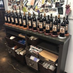 bottles of wine on a shelf