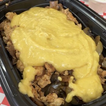 West Coast Cheesesteaks - West Coast Cheesesteak bowl with chicken grilled onions, bell peppers, mushrooms, jalapeños, poblano cheese sauce is amazing - Cheesesteaks Near Me - Glendora, California West Coast Cheesesteaks - West Coast Cheesesteak bowl with chicken grilled onions, bell peppers, mushrooms, jalapeños, poblano cheese sauce is amazing - Cheesesteaks Near Me - Glendora, California