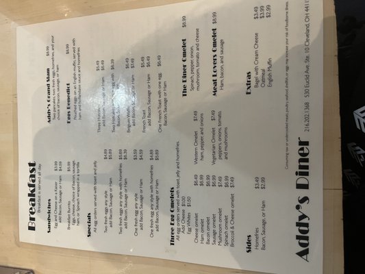 Menu photo 4 Addy’s Diner Cleveland, OH