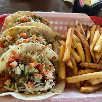 River City Grille - Green chili pork tacos. - American Near Me - Marble Falls, Texas River City Grille - Green chili pork tacos. - American Near Me - Marble Falls, Texas