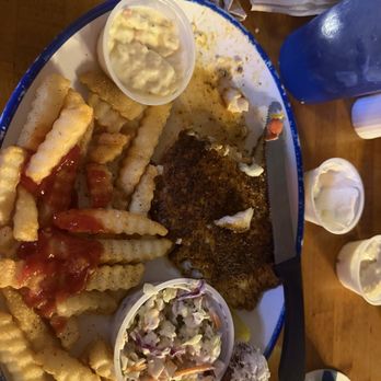 3 Bananas - Blackened Grouper, fries and slaw - Fish & Chips Near Me - Crescent City, Florida 3 Bananas - Blackened Grouper, fries and slaw - Fish & Chips Near Me - Crescent City, Florida