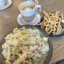 CAESAR, BOWL OF FRIES, vanilla latte CAESAR, BOWL OF FRIES, vanilla latte