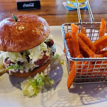 Anchor Bar - American Burger with bacon and sweet potato fries! - Chicken Wings Near Me - San Antonio, Texas Anchor Bar - American Burger with bacon and sweet potato fries! - Chicken Wings Near Me - San Antonio, Texas