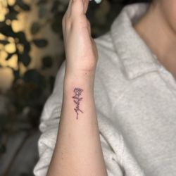 Inkindle Tattoo Studio - Fine Line Rose Tattoo.