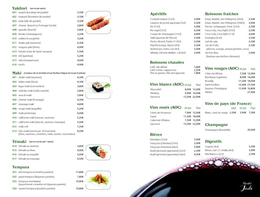 Menu photo 3 Sushi Jade Paris, 75 Menu photo 3 Sushi Jade Paris, 75