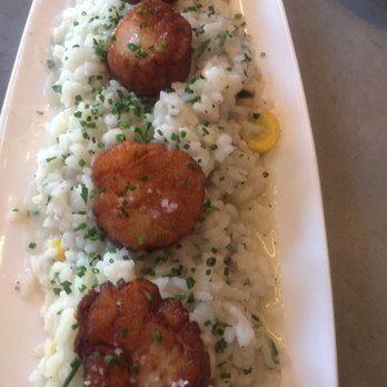 Craft House - Full of sand scallops ($32)  Corn risotto  -Gross, save your money! - New American Near Me - Dana Point, California