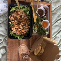 Everything is so delicious!! Now I want to try everything on the menu. Fresh Rolls (2) Pot Stickers (6) 14. Nam Khao COMBO Everything is so delicious!! Now I want to try everything on the menu. Fresh Rolls (2) Pot Stickers (6) 14. Nam Khao COMBO