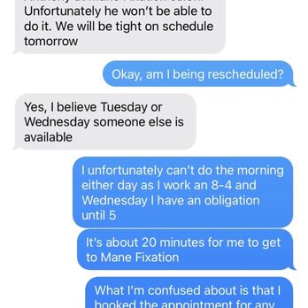 Mane Fixation - Text I received less than 24 hours before my scheduled appt - Hair Salons Near Me - Studio City, California