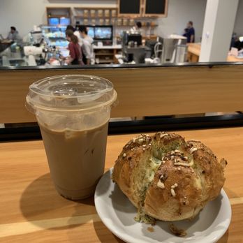 Foundation Coffee Roasters - Iced mocha latte with almond milk and this godly pastry thing. - Coffee Roasteries Near Me - Fairfax, Virginia