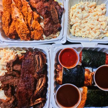 Tim's Hawaiian BBQ - Chicken Katsu and Beef Short Ribs, Side of Macaroni Salad and triple musubis! - Hawaiian Near Me - Davis, California Tim's Hawaiian BBQ - Chicken Katsu and Beef Short Ribs, Side of Macaroni Salad and triple musubis! - Hawaiian Near Me - Davis, California