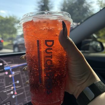 Dutch Bros Coffee - FRUIT PUNCH SPARKLING SODA W/ SOUR CANDY STRAW - Juice Bars & Smoothies Near Me - Tucker, Georgia