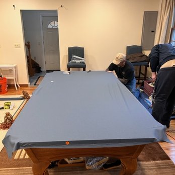 Action Billiards Services - new felt dresses the table. Action Billiards re-felted the bumpers in their shop, so much work was done off site as well. - Pool & Billiards Near Me Action Billiards Services - new felt dresses the table. Action Billiards re-felted the bumpers in their shop, so much work was done off site as well. - Pool & Billiards Near Me