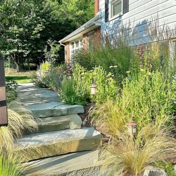 EcoLandscapes Design - Front entrance stairs, path and native gardens - Landscaping Near Me - Conshohocken, Pennsylvania