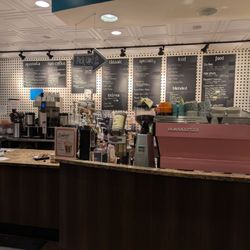 Menu boards and front counter.
