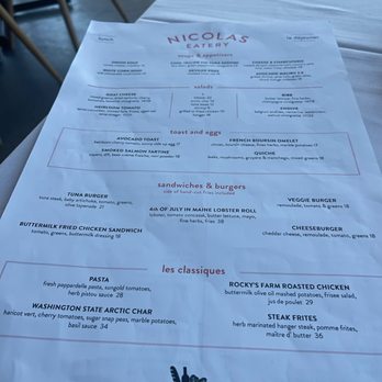 Nicolas Eatery - Lunch menu - French Near Me - Los Angeles, California