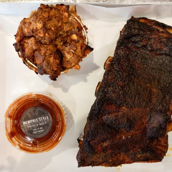 Smoque BBQ - 1/2 slab of St Louis + peach cobbler - Barbeque Near Me - Chicago, Illinois