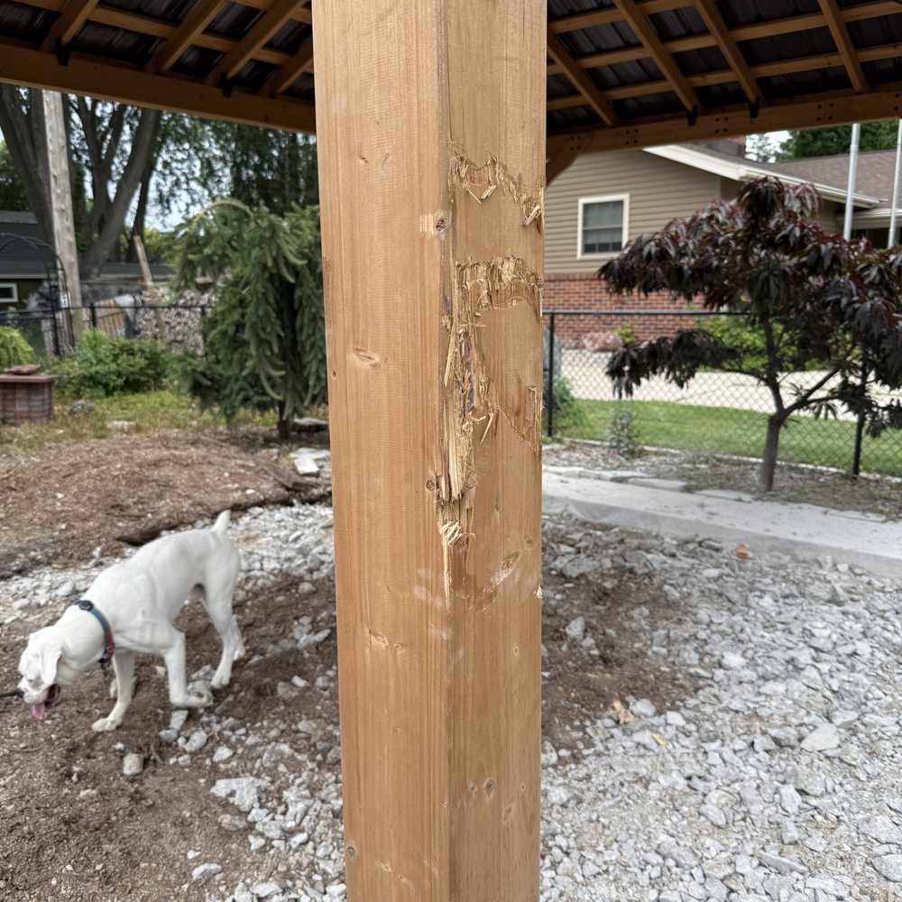 Valley Peak Construction - Gazebo post that was hit by tractor with bucket on it. Beyond repair, had to order a new post. - Masonry/Concrete Near Me - Appleton, Wisconsin