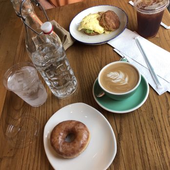 THE CHASTAIN - Home made donut, brash latte and egg biscuit with Gruyère and avocado - Diners Near Me - Atlanta, Georgia