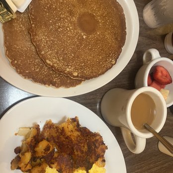 Borderline Cafe - Buttermilk Pancakes, scrambled eggs with cheese, home fries, fruit bowl - Breakfast & Brunch Near Me - Lakewood, Ohio Borderline Cafe - Buttermilk Pancakes, scrambled eggs with cheese, home fries, fruit bowl - Breakfast & Brunch Near Me - Lakewood, Ohio