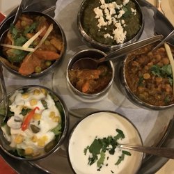 Prince Of India - Vegetarian platter for two: daal, spinach paneer, and vegetables curry