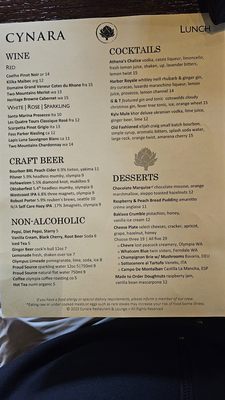 Menu photo 6 Cynara Restaurant & Lounge Olympia, WA Menu photo 6 Cynara Restaurant & Lounge Olympia, WA