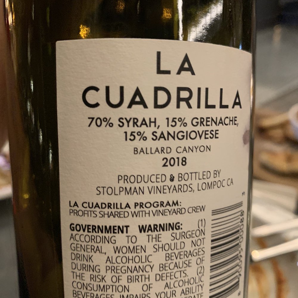 Gray & Dudley - label of a bottle of wine - New American Near Me - Nashville, Tennessee