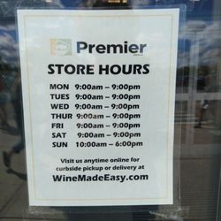 Premier Wine & Spirits - Posted hours for Premier Wine and Spirits