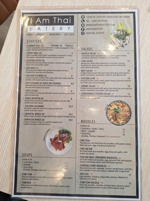 Menu photo 1 I am Thai Eatery Vancouver, WA