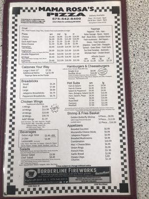 Menu photo 1 Mama Rosa's Pizza Lordsburg, NM Menu photo 1 Mama Rosa's Pizza Lordsburg, NM