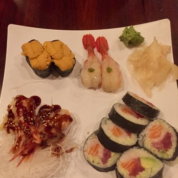 Kai Sushi - South Loop - {clockwise} uni, sweet shrimp, chicago fire roll (salmon, tuna, and escolar), and fried shrimp heads - Sushi Bars Near Me - Chicago, Illinois Kai Sushi - South Loop - {clockwise} uni, sweet shrimp, chicago fire roll (salmon, tuna, and escolar), and fried shrimp heads - Sushi Bars Near Me - Chicago, Illinois