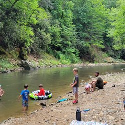 Lazy J Campground - The beach at the river