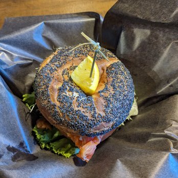 Revelstoke Mountain Resort - Bagel sandwich at La Bougette - Ski Resorts Near Me - Revelstoke, British Columbia