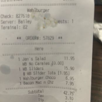 Wahlburgers - Receipt - American Near Me - Jamestown, California Wahlburgers - Receipt - American Near Me - Jamestown, California