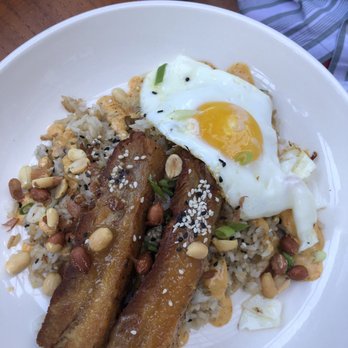 Kindred Fare - Pork belly fried rice plate - total umami - New American Near Me - Geneva, New York